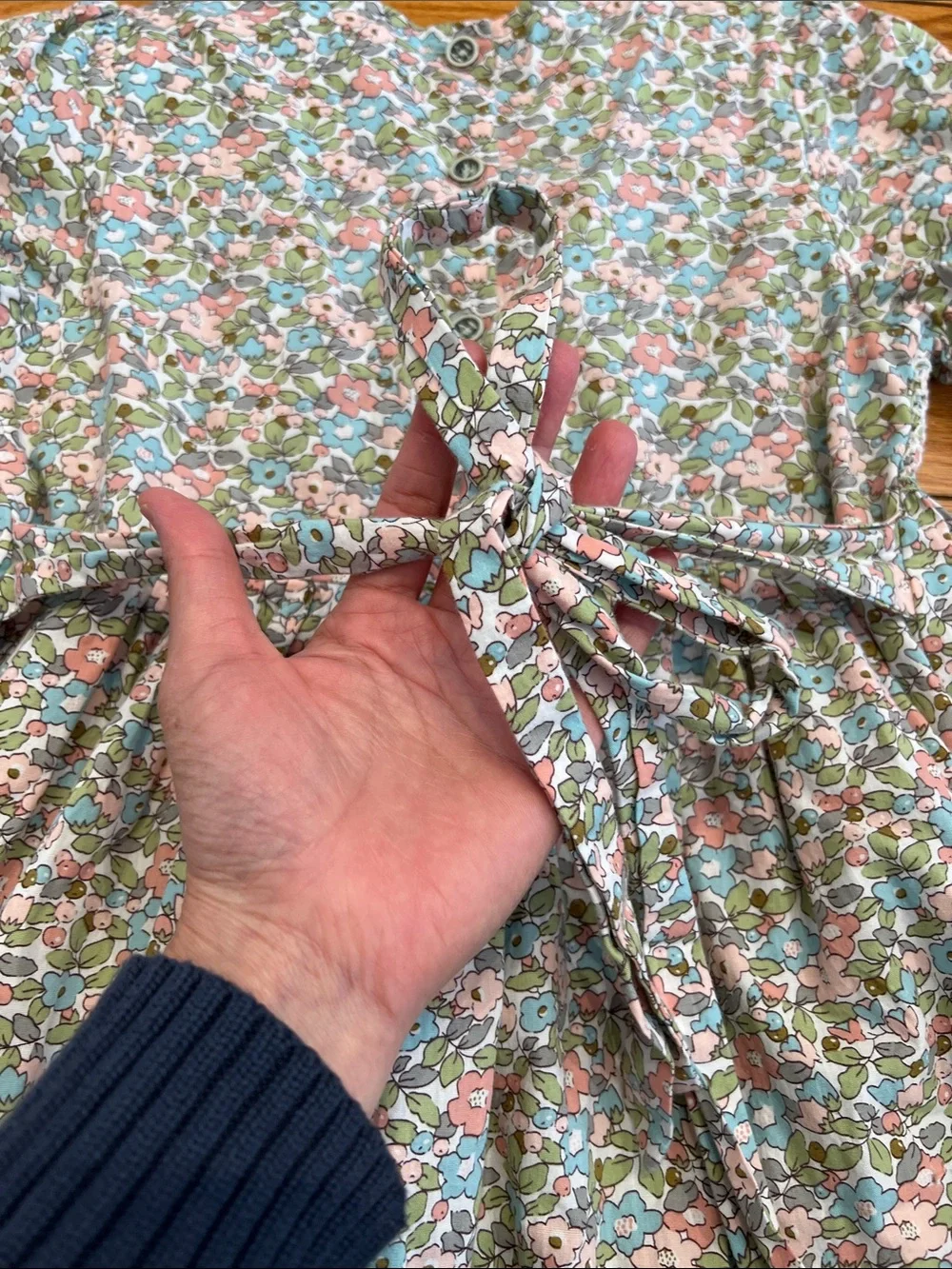 100% Cotton Liberty Print Spring Floral Pattern Dress with Shirring & Embroidery